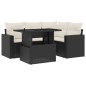 vidaXL Set de muebles de jardín 5 pzas y cojines ratán sintético negro vidaXL Set de muebles de jardín 5 pzas y cojines ratán sintético negro