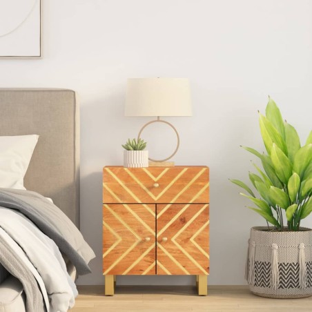 vidaXL Mesita de noche madera maciza mango marrón y negro 50x33x60 c