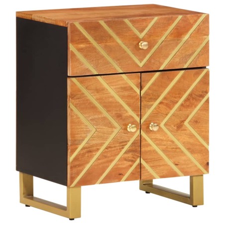 vidaXL Mesita de noche madera maciza mango marrón y negro 50x33x60 c