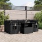 vidaXL Set de sofás de jardín 7 pzas con cojines ratán sintético negro