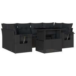 vidaXL Set de sofás de jardín 7 pzas con cojines ratán sintético negro