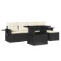vidaXL Set de sofás de jardín 6 piezas y cojines ratán sintético negro vidaXL Set de sofás de jardín 6 piezas y cojines ratán sintético negro