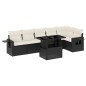 vidaXL Set de sofás de jardín 7 pzas con cojines ratán sintético negro vidaXL Set de sofás de jardín 7 pzas con cojines ratán sintético negro