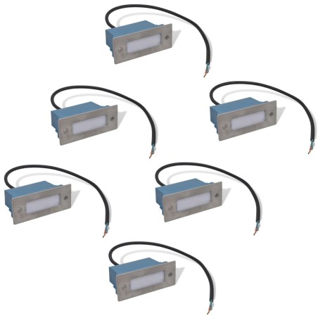 vidaXL Luces LED empotrables para escaleras 6 uds 44x111x56 mm