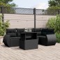 vidaXL Set de sofás de jardín 6 piezas y cojines ratán sintético negro vidaXL Set de sofás de jardín 6 piezas y cojines ratán sintético negro