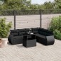 vidaXL Set de sofás de jardín 7 pzas con cojines ratán sintético negro vidaXL Set de sofás de jardín 7 pzas con cojines ratán sintético negro