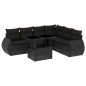 vidaXL Set de sofás de jardín 7 pzas con cojines ratán sintético negro vidaXL Set de sofás de jardín 7 pzas con cojines ratán sintético negro