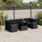 vidaXL Set de sofás de jardín 8 piezas y cojines ratán sintético negro vidaXL Set de sofás de jardín 8 piezas y cojines ratán sintético negro
