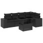 vidaXL Set de sofás de jardín 6 piezas y cojines ratán sintético negro vidaXL Set de sofás de jardín 6 piezas y cojines ratán sintético negro