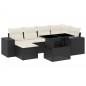 vidaXL Set de sofás de jardín 7 pzas con cojines ratán sintético negro vidaXL Set de sofás de jardín 7 pzas con cojines ratán sintético negro