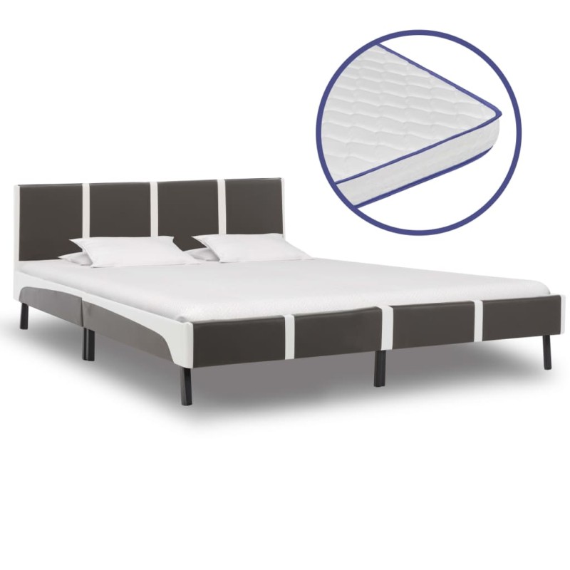 vidaXL Cama con colchón viscoelástico cuero sintético 180x200 cm vidaXL Cama con colchón viscoelástico cuero sintético 180x200 cm