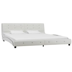 vidaXL Cama con colchón viscoelástico cuero sintético blanco 180x200cm