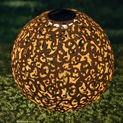 Hi Lámpara LED solar de jardín forma esférica metal marrón 28,5 cm 