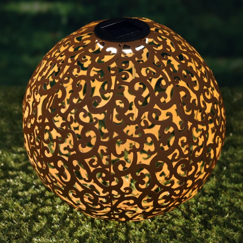 Hi Lámpara LED solar de jardín forma esférica metal marrón 28,5 cm Hi Lámpara LED solar de jardín forma esférica metal marrón 28,5 cm