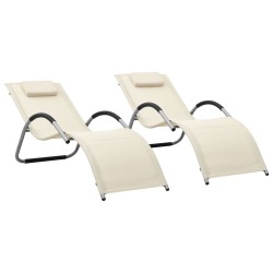 vidaXL Tumbonas 2 unidades textilene crema y gris