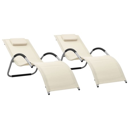 vidaXL Tumbonas 2 unidades textilene crema y gris