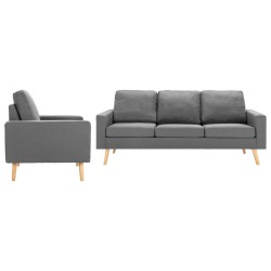 vidaXL Conjunto de sofás de 2 piezas tela gris claro