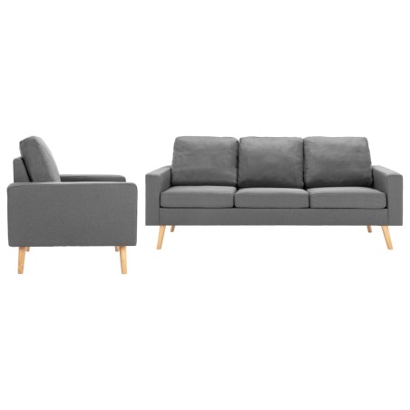 vidaXL Conjunto de sofás de 2 piezas tela gris claro