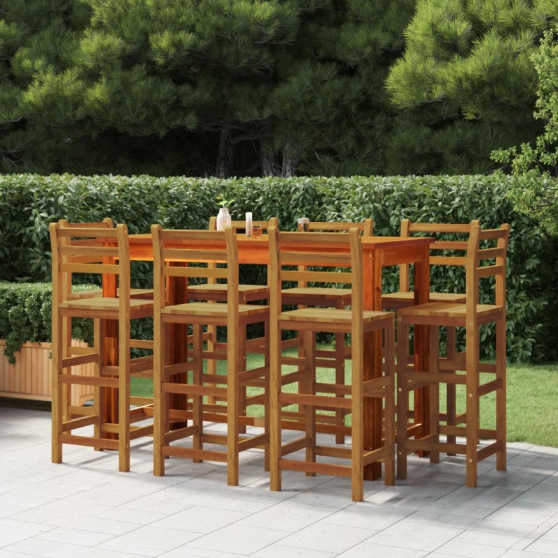 vidaXL Juego muebles de bar para jardín 9 pzas madera maciza de acacia vidaXL Juego muebles de bar para jardín 9 pzas madera maciza de acacia