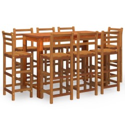 vidaXL Juego muebles de bar para jardín 9 pzas madera maciza de acacia