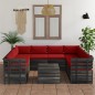 vidaXL Muebles de palets para jardín 9 pzas cojines madera maciza pino vidaXL Muebles de palets para jardín 9 pzas cojines madera maciza pino