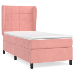 vidaXL Cama box spring con colchón terciopelo rosa 80x200 cm