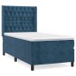vidaXL Cama box spring con colchón terciopelo azul oscuro 80x200 cm vidaXL Cama box spring con colchón terciopelo azul oscuro 80x200 cm