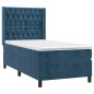 vidaXL Cama box spring con colchón terciopelo azul oscuro 80x200 cm vidaXL Cama box spring con colchón terciopelo azul oscuro 80x200 cm