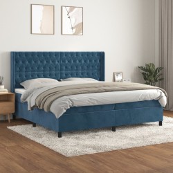 vidaXL Cama box spring con colchón terciopelo azul oscuro 200x200 cm
