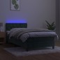 vidaXL Cama box spring colchón y LED terciopelo verde oscuro 80x200 cm vidaXL Cama box spring colchón y LED terciopelo verde oscuro 80x200 cm