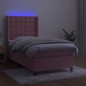 vidaXL Cama box spring colchón y LED terciopelo rosa 80x200 cm vidaXL Cama box spring colchón y LED terciopelo rosa 80x200 cm