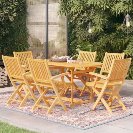vidaXL Conjunto de comedor de jardín 7 piezas madera maciza de teca