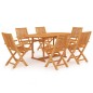 vidaXL Conjunto de comedor de jardín 7 piezas madera maciza de teca vidaXL Conjunto de comedor de jardín 7 piezas madera maciza de teca