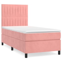 vidaXL Cama box spring con colchón terciopelo rosa 80x200 cm