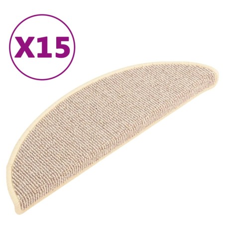 vidaXL Alfombras de peldaño escalera 15 uds blanco y marrón 56x17x3 cm