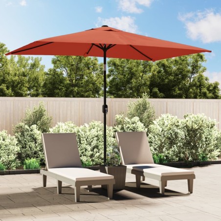 vidaXL Sombrilla de jardín con palo de metal 300x200 cm terracota