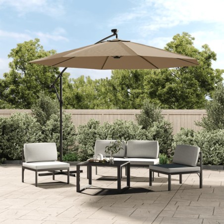 vidaXL Tela de repuesto para sombrilla voladiza gris taupe 350 cm