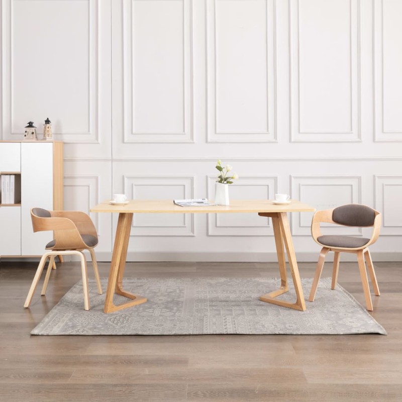 vidaXL Sillas de comedor 2 unidades madera curvada y tela gris taupe vidaXL Sillas de comedor 2 unidades madera curvada y tela gris taupe