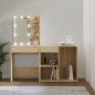 vidaXL Tocador con LED y armario madera contrachapada roble Sonoma vidaXL Tocador con LED y armario madera contrachapada roble Sonoma