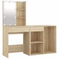 vidaXL Tocador con LED y armario madera contrachapada roble Sonoma vidaXL Tocador con LED y armario madera contrachapada roble Sonoma