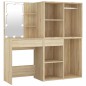 vidaXL Tocador con LED y 2 armarios madera contrachapada roble Sonoma vidaXL Tocador con LED y 2 armarios madera contrachapada roble Sonoma