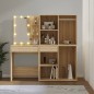 vidaXL Tocador con LED y 2 armarios madera contrachapada roble Sonoma vidaXL Tocador con LED y 2 armarios madera contrachapada roble Sonoma
