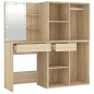 vidaXL Tocador con LED y 2 armarios madera contrachapada roble Sonoma vidaXL Tocador con LED y 2 armarios madera contrachapada roble Sonoma