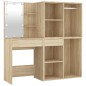 vidaXL Tocador con LED y 2 armarios madera contrachapada roble Sonoma vidaXL Tocador con LED y 2 armarios madera contrachapada roble Sonoma