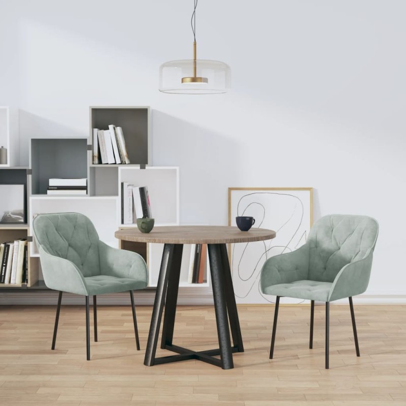 vidaXL Sillas de comedor 2 unidades terciopelo gris claro vidaXL Sillas de comedor 2 unidades terciopelo gris claro