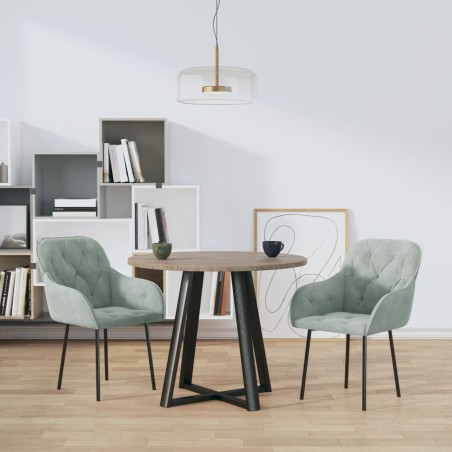 vidaXL Sillas de comedor 2 unidades terciopelo gris claro