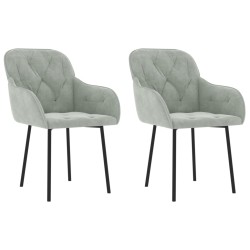 vidaXL Sillas de comedor 2 unidades terciopelo gris claro