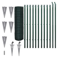 vidaXL Set de euro valla acero verde 25x1,5 m