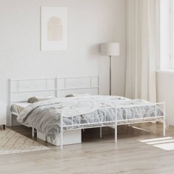 vidaXL Estructura cama metal con cabecero y estribo blanco 200x200 cm