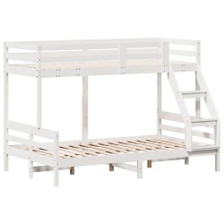 vidaXL Litera de madera maciza de pino blanco 90x200/120x200 cm
